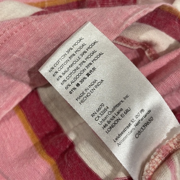 Anthropologie Pilcro Ruffled Open Back Pink Stripe Long Sleeve Cotton Top - Picture 11 of 12